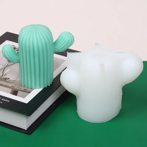 Moule en Silicone 3D Cactus Succulente pour DIY Bougie Parfumée Cire Fabrication Simulation Plantes en Pot Moules en Résine Plâtre Ornement de Bureau