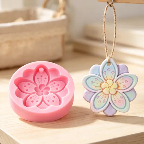 Double Layer Cherry Blossom Silicone Mold For DIY Scented Plaster Aromatherapy Stone Wardrobe Hanging Soap Ornament Craft Making Tool
