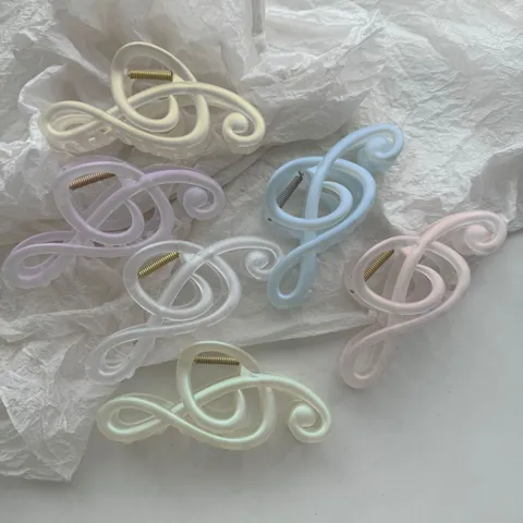 Matte Irisierende Violinschlüssel Musiknote Haarklammer Hai-Clip Kreative Künstlerische Kunststoff Haarschmuck Für Damen Dekorative Haarklemme