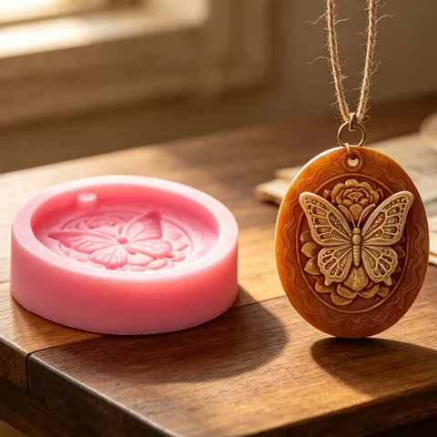 Oval Silicone Mold Butterfly Rose Relief DIY Aromatherapy Plaster Wax Tablet Mold Car Fragrance Pendant Resin Casting Tool