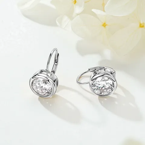 925 Sterlingsilber Moissanit Klappbügel Ohrringe D Farbe VVS1 Moissanit Diamant Ohrstecker Mode Schmuck Mit GRA