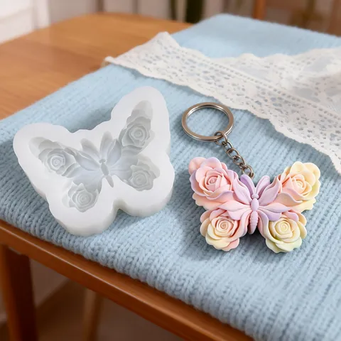 DIY Rose Blume Flügel Schmetterling Silikonform Für Handgefertigte Aromatherapie Kerze Gips Ornament Schlüsselanhänger Harz Handwerk