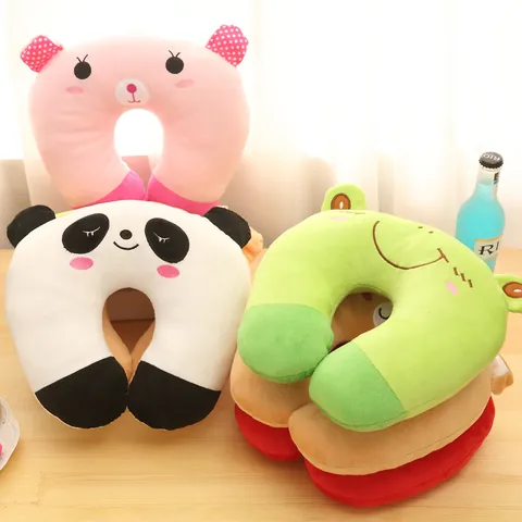 Cartoon Animal Plush U-shaped Neck Pillow Soft Travel Sleeping Cushion Neck Support Headrest Office Nap Pillow For Men Women Kids