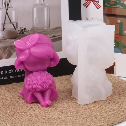 DIY Καλούπι Σιλικόνης Καρτούν Κορίτσι Σειρά Καρδιά Λουλούδια Κορίτσι Αρωματικό Κερί για Διακόσμηση Δωματίου Χειροποίητο Στολίδι