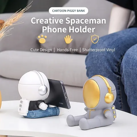 Creative Astronaut Phone Holder Desktop Spaceman Stand Office Decor Vinyl Ornament Gift For Smartphone Tablet Universal
