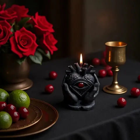Mysterious Eye Silicone Mold For Candle Making Hand Holding Heart Shape 3D Gothic Scented Candle Mold For DIY Halloween Decor Ornament
