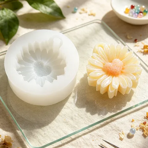Gänseblümchen Herz Silikonform Für DIY Handgefertigte Aromatherapie Auto Anhänger Seife Harzguss Form Blume Backwerkzeug