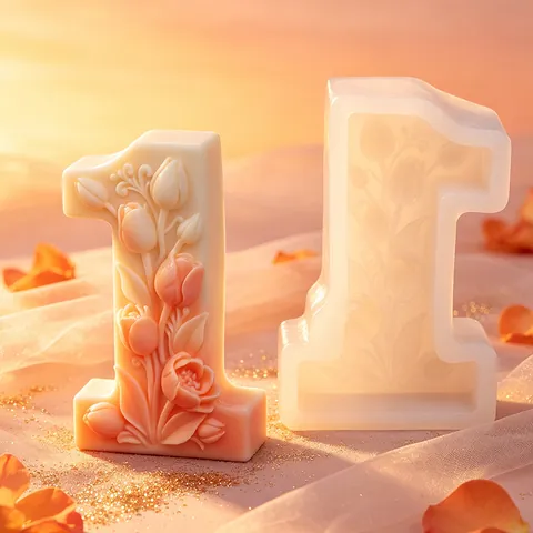 3D Floral Number Silicone Mold Tulip Relief Scented Candle Mold For DIY Handmade Soap Plaster Resin Craft Festive Home Decor Gift