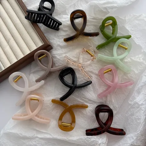 Hair Claw Clip Jelly Color X-Shape Shark Clip For Women Elegant Large Thickened Polycarbonate Alloy Hair Accessory Cross Hair Clamp