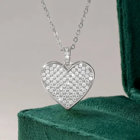 Mode Herz Anhänger Halskette Zirkonia Kupferkette 14K Vergoldet Herz Schlüsselbein Kette Für Damen Süßer Leichter Luxus Schmuck