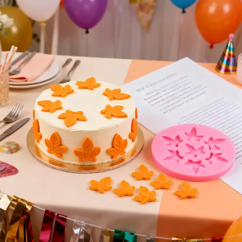 Moule en Silicone Feuille d'Érable pour Fondant Rond Multi Cavités Décoration Gâteau Chocolat Bricolage Outil de Pâtisserie