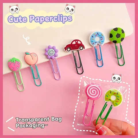 Cute Cartoon Shaped Paper Clips Set Creative Silicone Decorative Bookmark Clips For Student School Office Stationery Multicolor Metal Clips