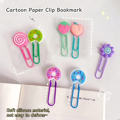 Cute Cartoon Shaped Paper Clips Set Creative Silicone Decorative Bookmark Clips For Student School Office Stationery Multicolor Metal Clips