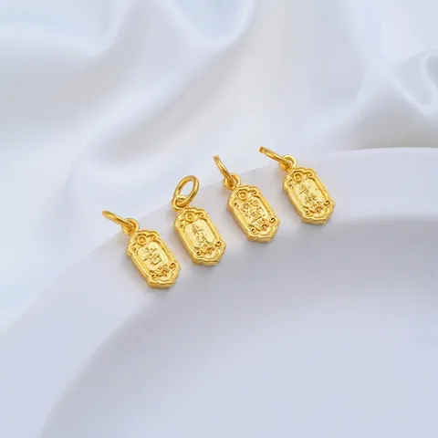 Chinesische Glücksschriftzeichen Anhänger 24K Vergoldetes Messing Pendants Für DIY Armband Halskette Schmuckherstellung Zubehör