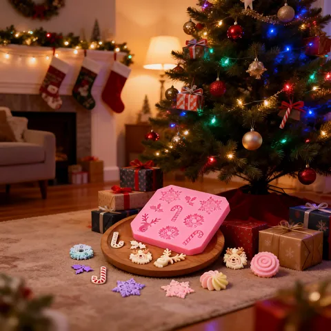 Christmas Theme Silicone Mold For Fondant Chocolate Reindeer Snowflake Shape DIY Baking Decor Cake Mold