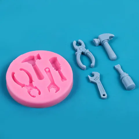 Moule en Silicone Outil Amusant Pour Décoration De Gâteau Fondant Chocolat Forme De Clé Pince Marteau Tournevis Moule De Cuisson DIY