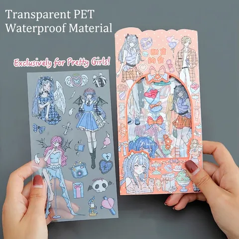 Cartoon Anime Girl Long Stickers Washi Paper PET Waterproof For Journaling Scrapbooking DIY Decorative Aesthetic Stationery Supplies