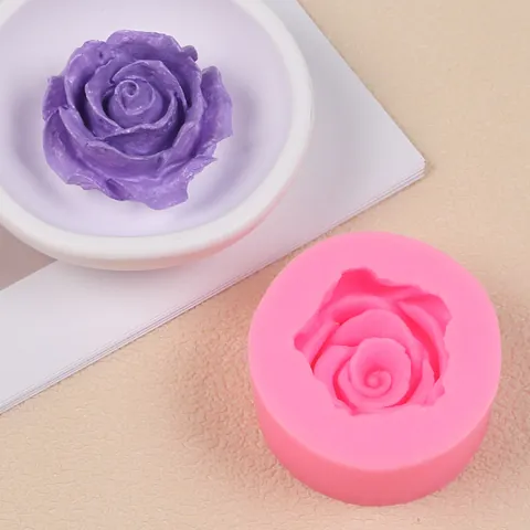 Moule en Silicone Fleur de Rose 3D DIY Chocolat Bonbons Fondant Gâteau Outil de Décoration Moule Ornement en Plâtre Rose Rond