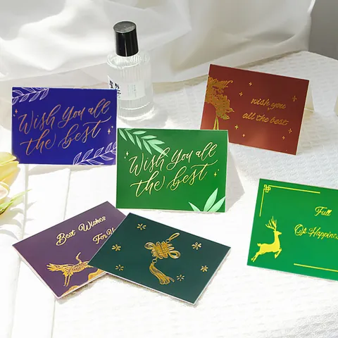 Creatieve Warmdruk Wenskaart Marmerpatroon Elegante Goudfolie Best Wishes Cadeaukaart voor Verjaardag en Viering