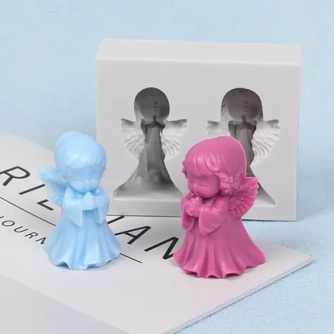 Stampo in Silicone Angelo 3D per Candele Aromaterapia Sapone Arte Cioccolato Mousse Fai da Te Strumento per Cottura Artigianale
