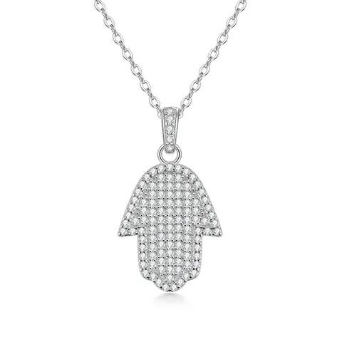 14K Vergoldet Hand Der Fatima Böses Auge Anhänger Halskette Zirkonia Inlaid Personalisierter Modeschmuck Für Damen