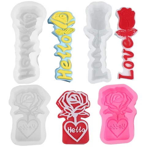 DIY Rose Tulip Alphabet Heart Silicone Mold For Aromatherapy Candle Plaster Mousse Cake Making Handmade Craft Tools
