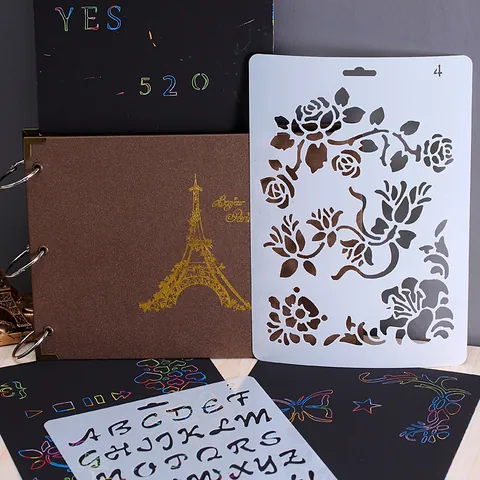 DIY Hollow Drawing Stencil Template For Scrapbook Album Multi-pattern Butterfly Letter Painting Tool School Art Supply
