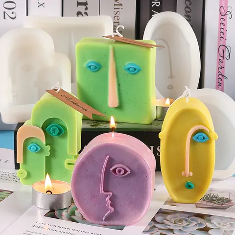 Abstract Face Silicone Mold For Candle Making Plaster Sculpture DIY Handmade Soap Craft Home Decoration Modern Art Ornament Tool