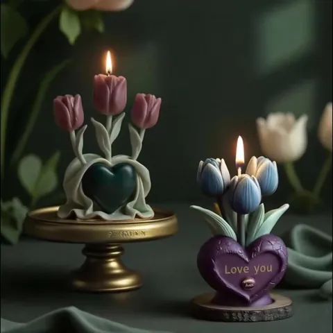 Tulip Heart Silicone Mold For Candle Making DIY Handmade Flower Plaster Soap Mold Decorative Craft Tool Home Decor Gift