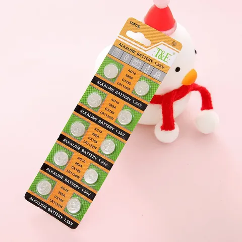 Night Light Accessories AG10 LR44 Button Cell Battery 10pcs Set Transparent PVC Gift Bag With White Window Paper Packaging Raffia Filler