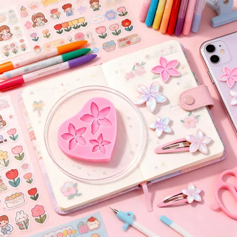 Heart Silicone Mold Flower Shape Daisy Pattern Cake Decoration DIY Craft Resin Mold Gypsum Plaque Baking Tool Pink Jewelry Accessories Mold