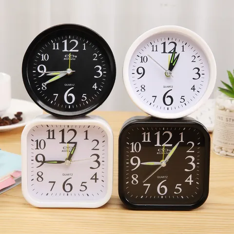 Modern Minimalist Plastic Alarm Clock For Bedroom Bedside Small Table Clock Battery Operated Silent Pointer Desktop Clock For Home Office