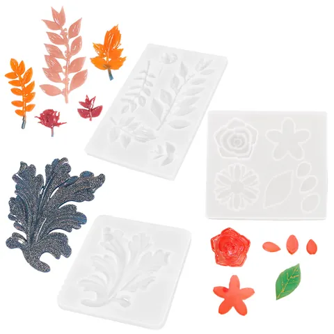 Molde de Silicona DIY con Forma de Hoja de Rosa Peonía y Cerezo para Fundición de Resina Joyería Ornamentos de Epoxi