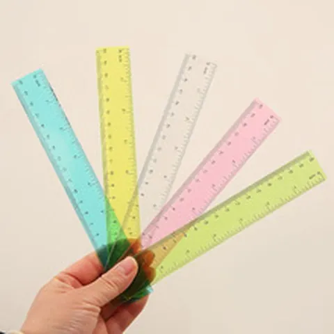 Transparent Colorful Plastic Ruler Student Drawing Tool Jelly Scale Measuring Tool For School Office Stationery Supplies Kids Gift