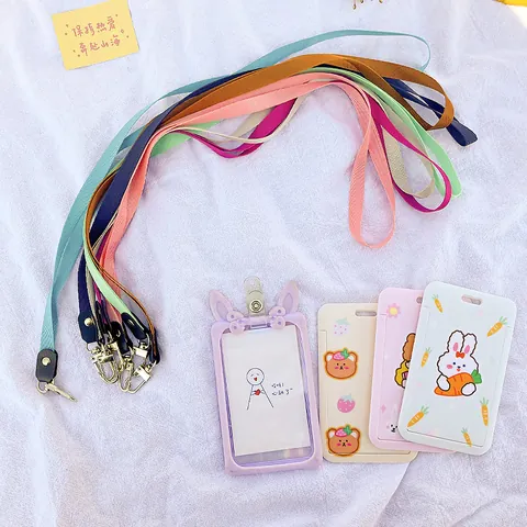 Minimalist Polyester ID Card Lanyard With Metal Alloy Flat Hook For Student Bus Card Badge Holder Office Neck Strap
