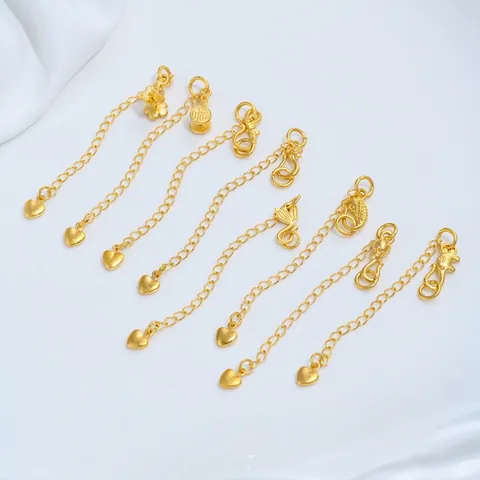 24K Vergoldete Messing Verlängerungskette Für DIY Halskette Armband Elefant Kürbis Fisch Herz Anhänger Schmuckzubehör