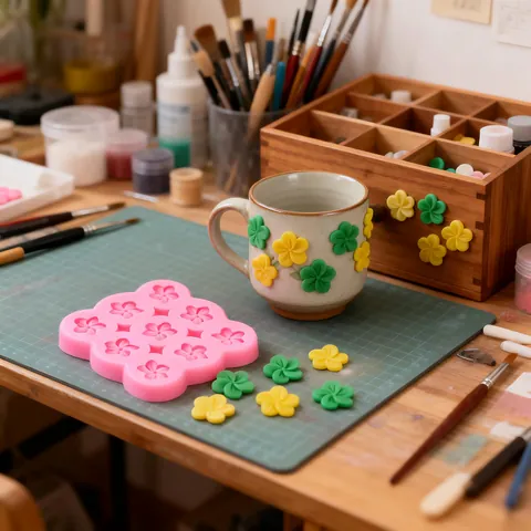 Molde de Silicona Rosa con Forma de Flor de Trébol para Accesorios de Fundas de Resina Jabón Piedra Aroma Manualidades DIY