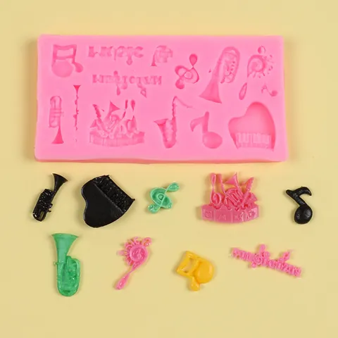 Musical Instrument Notes Silicone Mold For Cake Decorating Chocolate Candy Fondant Baking Tools Modern Minimalist Style Pink