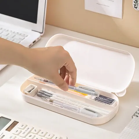 Estuche Multifuncional de Plástico Gran Capacidad Caja de Almacenamiento con Compartimentos Color Macaron DIY Estudiante