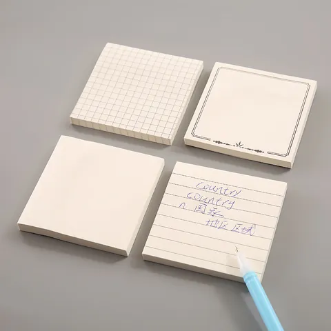 Minimalist Ins Style Sticky Notes Square Memo Pads For Student Office School Grid Lined Plain Border Paper Stationery
