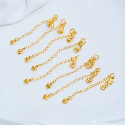 24K Vergoldete Messing Verlängerungskette Für DIY Halskette Armband Elefant Kürbis Fisch Herz Anhänger Schmuckzubehör