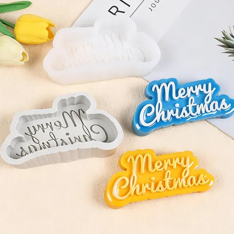 DIY Merry Christmas Αγγλικό Γράμμα Σιλικόνη Καλούπι για Σοκολάτα Αρωματικό Κερί Διακοσμητικό Κατασκευή Κέικ Ζαχαροπλαστική Εργαλείο Διακόσμησης