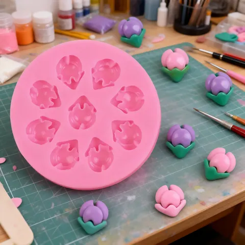 Tulpenknospen Silikonform Für Fondant Kuchen Schokolade Polymer Clay DIY Handy Patch Dekoration 3D Blume Silikon Backform Haus Küche