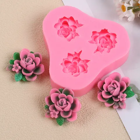 Moule en Silicone Fleur de Rose 3D pour Bricolage Résine Argile Plâtre Fondant Chocolat Décoration de Gâteaux Artisanat