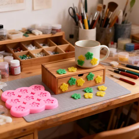 Molde de Silicona Rosa con Forma de Flor de Trébol para Accesorios de Fundas de Resina Jabón Piedra Aroma Manualidades DIY