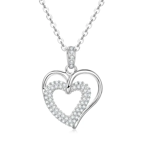 14K Gold Gefüllte Doppelschicht Herz Anhänger Halskette Für Damen Kupfer Zirkonia Süße Liebe Herz Schlüsselbein Kette Schmuck Valentinstag Geschenk