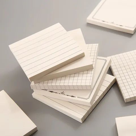 Minimalist Ins Style Sticky Notes Square Memo Pads For Student Office School Grid Lined Plain Border Paper Stationery