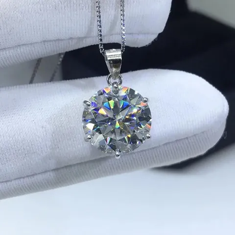 14k Vergoldete Kupfer Moissanit Anhänger Halskette Für Damen Einfache Runde Solitär Kette Vielseitiger Schmuck