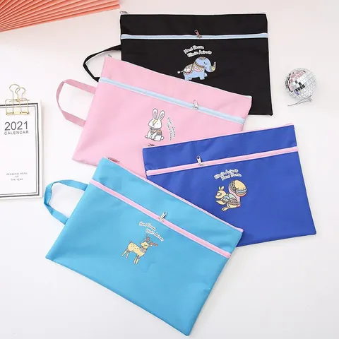 A4 Double Layer Oxford Cloth Subject File Bag Waterproof Document Organizer Folder For Students School Office Supplies