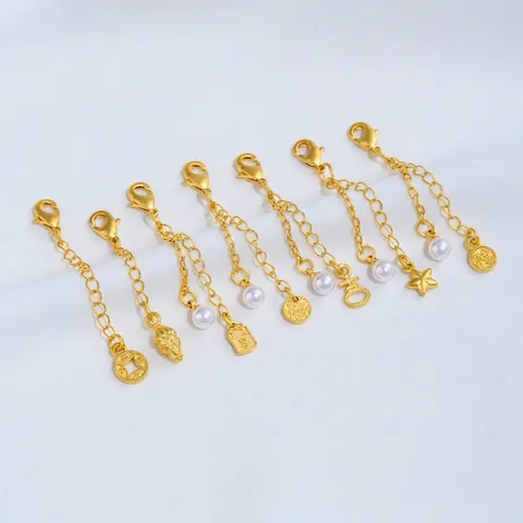 24K Vergulde Messing Verlengketting Met Kunstmatige Parel Vlinder Kalebas Gelukshanger Maan Kreeftsluiting Voor DIY Sieraden Maken Vrouwen